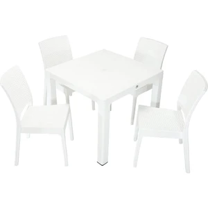 Elit Rattan 90x90 Elit Sandalye Masa Takımı BEYAZ