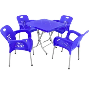 Katlanır Ayak 80x80 Demir Ayaklı Nil Koltuk Masa Takımı Mavi