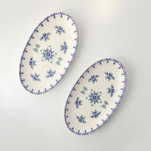 Güral Porselen Elips 2 Parça 25 cm Modern Desenli Pürüzsüz Yüzeyli Kayık Tabak