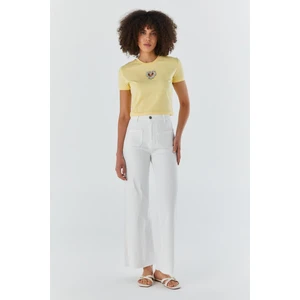 Wide Leg Pantolon Ekru