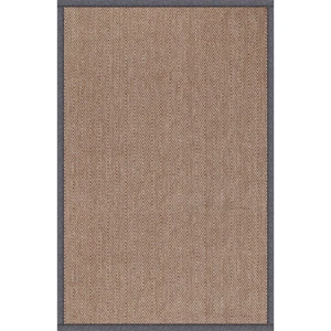 0408-GRI Kumaş Bordür Sisal Halı Kilim Hav Toz Vermez Kolay Temizlenen Hasır Kilim