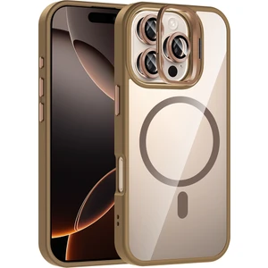 Iphone 16 Pro Kılıf Standlı Mika Magsafe Hassas Butonlu Metal Tuşlu + Kamera Lens Camı Hediyeli Set