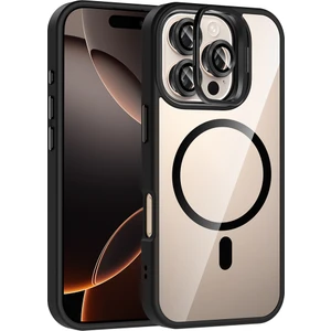 Iphone 16 Pro Max Kılıf Standlı Mika Magsafe Hassas Butonlu Metal Tuşlu + Kamera Lens Camı Hediyeli Set