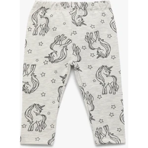 Beli Lastikli Unicorn Baskılı Pamuklu Tayt