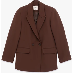 Uzun Kollu Kapaklı Cep Detaylı Oversize Kruvaze Blazer Ceket