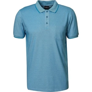 AC&Co / Altınyıldız Classics Erkek Çekmeyen Pamuklu Kumaş Regular Fit Rahat Kesim Mavi Kıvrılmaz Polo Yaka Cepli Tişört