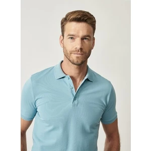 ALTINYILDIZ CLASSICS Erkek Petrol %100 Pamuk Kıvrılmaz Polo Yaka Slim Fit Dar Kesim Tişört