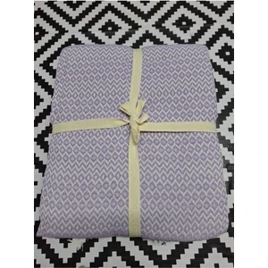 Pamuklu Pike Renkli Desenli Örtü Lila