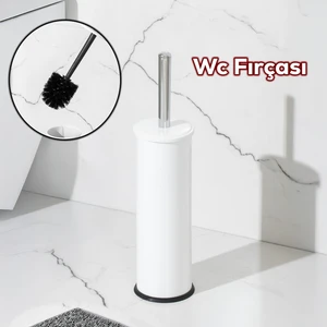831B Beyaz Paslanmaz Metal Tuvalet Wc Fırçası - Çelik Fırçalık Beyaz