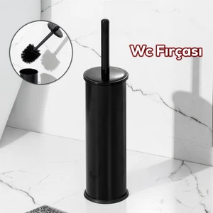 831S Siyah Paslanmaz Metal Tuvalet Wc Fırçası - Çelik Fırçalık Siyah