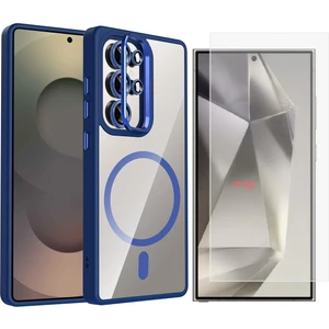 Samsung Galaxy S25 Ultra Kılıf Standlı ve Kamera Lens Hediyeli M-Safe Şarj Özellikli Zore Etro Kapak + Nano Ekran Koruyucu