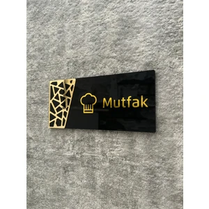Black Gold Pattern Seri Mutfak Kapı Isimliği