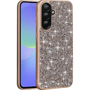 Galaxy A36 Kılıf Parlak Taşlı Tasarım Otnv Pırlanta Kapak - Gold