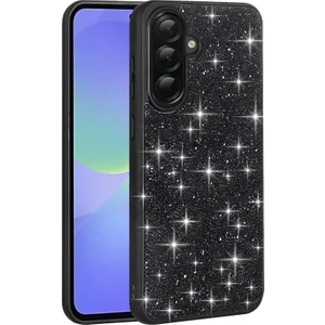 Galaxy A36 Kılıf Parlak Taşlı Tasarım Otnv Pırlanta Kapak - Siyah