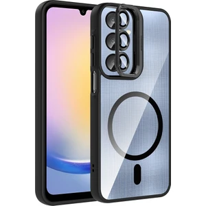 Galaxy A16 Kılıf Standlı ve Kamera Lens Hediyeli M-Safe Şarj Özellikli Nvg Etro Kapak - Siyah