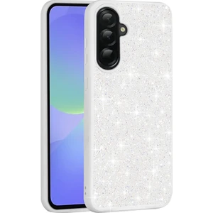 Galaxy A36 Kılıf Parlak Taşlı Tasarım Otnv Pırlanta Kapak - Beyaz