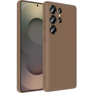 Galaxy S25 Ultra Kılıf Kamera Korumalı Kartlık Hazneli Otnv Vitra Kapak - Kahverengi