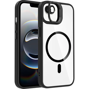 iPhone 16E Kılıf Standlı ve Kamera Lens Hediyeli M-Safe Şarj Özellikli Nvg Etro Kapak - Siyah