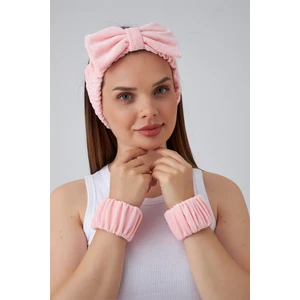 Fiyonk Havlu Saç Bandı ve Bileklik Seti Spa-Makyaj-Cilt Bakım-Yüz Yıkama Saç Bandı