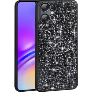 Galaxy A06 Kılıf Parlak Taşlı Tasarım Mkst Pırlanta Kapak - Siyah
