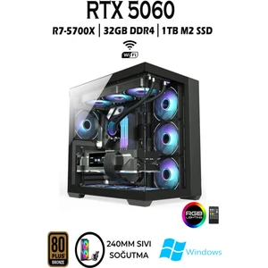 TCX10 Ryzen 7 5700X 32GB 1tb M.2 SSD RTX5060 Sıvı Soğutmalı Masaüstü Oyuncu Bilgisayarı Hazır Sistem