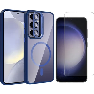 Samsung Galaxy S24 Plus Kılıf Standlı ve Kamera Lens Hediyeli M-Safe Şarj Özellikli Zore Etro Kapak + Nano Ekran Koruyucu
