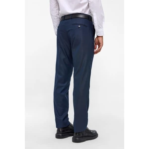 Lacivert Regular Armürlü Kumaş Pantolon