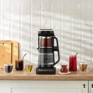 Robotea Pro 4 in 1 Konuşan Cam Çay Makinesi Black Chrome