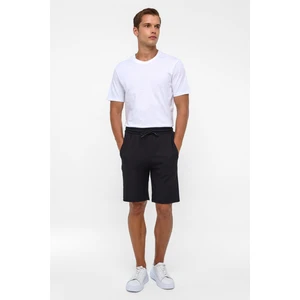 Siyah Regular Armürlü Örme Şort