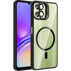 Galaxy A06 Kılıf Standlı ve Kamera Lens Hediyeli M-Safe Şarj Özellikli Mkst Etro Kapak - Siyah