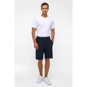 Lacivert Regular Armürlü Örme Şort