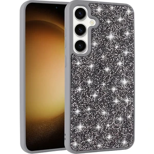 Galaxy S25 Plus Kılıf Parlak Taşlı Tasarım Otnv Pırlanta Kapak - Gri