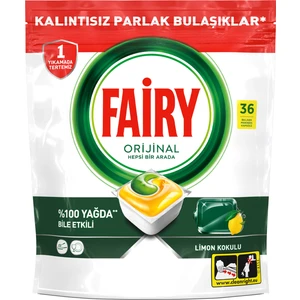 Hepsi Bir Arada Bulaşık Makinesi Deterjanı Kapsülü Limon Kokulu 36 Yıkama