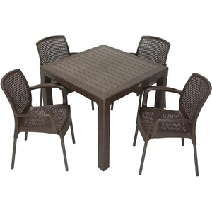 Elit Rattan 90x90 Defne Koltuk Masa Takımı Kahverengi