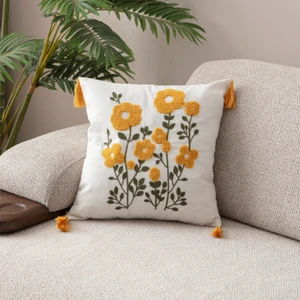 Comfort Punch Desenli Kırlent Kılıfı Kare Dekoratif Bohem Nakışlı Koltuk Yastık Kılıfı Panç 45X45