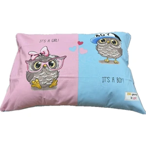 Ranforce %100 Pamuk 2 Adet Yastık Kılıfı Genç/çocuk Baykuş Desenli Pembe-Mavi