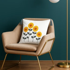 Comfort Punch Desenli Kırlent Kılıfı Kare Dekoratif Bohem Nakışlı Koltuk Yastık Kılıfı Panç 45X45