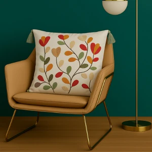 Comfort Punch Desenli Kırlent Kılıfı Kare Dekoratif Bohem Nakışlı Koltuk Yastık Kılıfı Panç 45X45