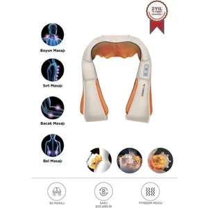 QY-666 Cream Ovmalı Isıtmalı Boyun Sırt Bel Omuz Bacak Masaj Yastığı Masaj Aleti