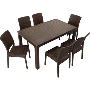 Elit Rattan 90x150 Elit Sandalye Masa Takımı KAHVERENGİ