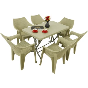 Zeugma 70x120 Katlanır Ayak 6 Kişilik Polo Koltuk Masa Takımı Çölbeji