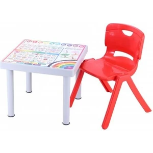 Plastik Mandella Rubi Ingilizce  Desenli Çocuk Masası 1 Adet Nova Büyük Çocuk Koltuk