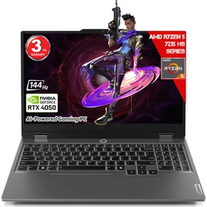 Loq 15ARP9 Aı Amd Ryzen 5-7235HS 20 GB Ram Ddr5 1 Tb SSD RTX4050 6gddr6 15.6 IPS 144Hz Fhd Freedos 83JC00H5TR-201 Taşınabilir Bilgisayar