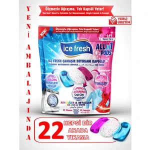 İce Fresh Hepsi Bir Arada Çamaşır Deterjanı Kapsülü 22 Yıkama Beyazlar ve Renkliler
