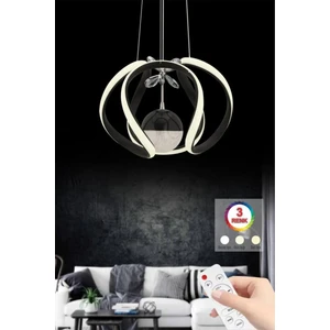 İstanbul Avize Kumandalı Bigiee Ledli Üç Renk Siyah Lüx Modern Led Avize