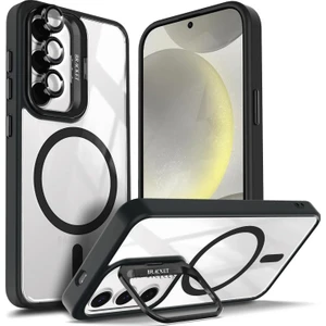 Samsung Galaxy A35 Kılıf Standlı Mika Magsafe Hassas Butonlu Metal Tuşlu + Kamera Lens Camı Hediyeli Set