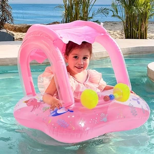 Gölgelikli Bebek Flatörü | Oyuncaklı Baby Float | Tente Koruyuculu Şişme Yüzme Simidi | 60X60CM