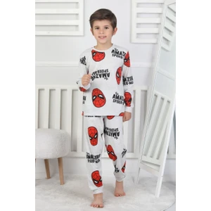 %100 Pamuk Erkek Çocuk Pijama Takımı | Uzun Kollu Manşetli Desenli Penye