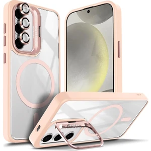 Samsung Galaxy A55 Kılıf Standlı Mika Magsafe Hassas Butonlu Metal Tuşlu + Kamera Lens Camı Hediyeli Set
