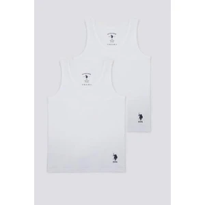 U.S. Polo Assn. Solid White Beyaz Erkek Çocuk 2'li Atlet